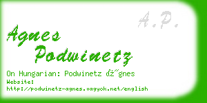 agnes podwinetz business card